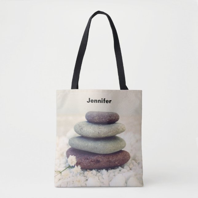 Stacked Stones Meditative Cairn Tote Bag (Front)