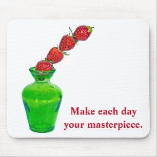 Stacked Strawberries with Quote Mouse Pad