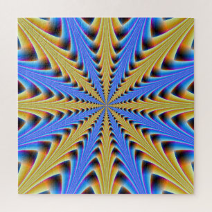 Stacked Structure in Blue and Yellow Jigsaw Puzzle