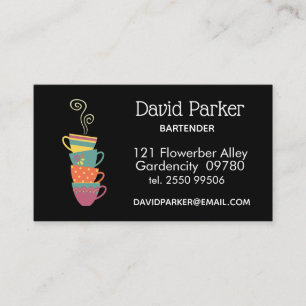 Stacked Tea Cups, coffee shop, chai shop Business Card