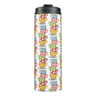 Stacked Teacups Teatime Illustration Thermal Tumbler