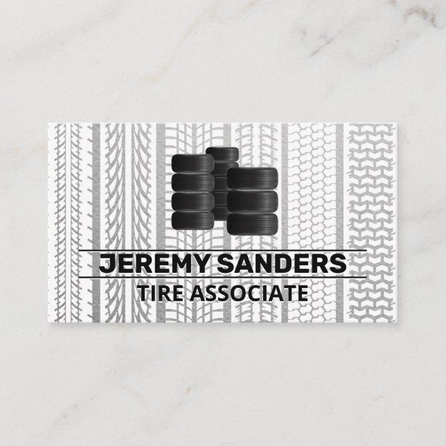 Stacked Tires Logo | Tire Marks Business Card (Front)