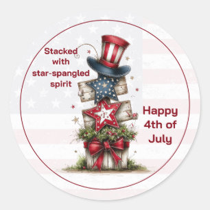 Stacked With Star‑Spangled Spirit 4th of July  Classic Round Sticker