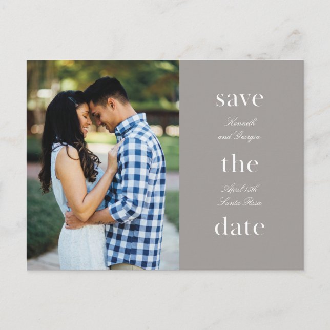 Stacked Wording Minimalist Save the Date Postcard (Front)