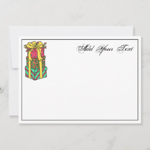 Stacked Wrapped Christmas Presents Xmas Holiday Card