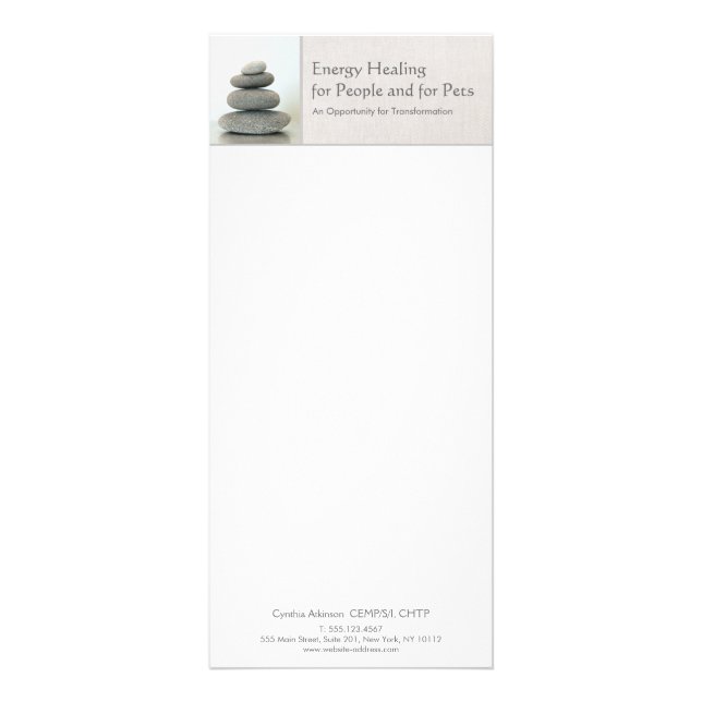 Stacked Zen Stones Holistic Health and Wellness Rack Card (Front)