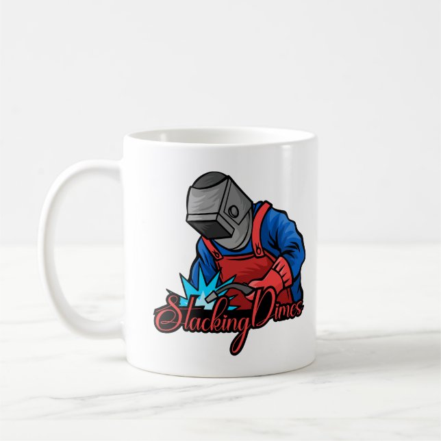 Stacking Dimes Funny Welder Gift Coffee Mug (Left)