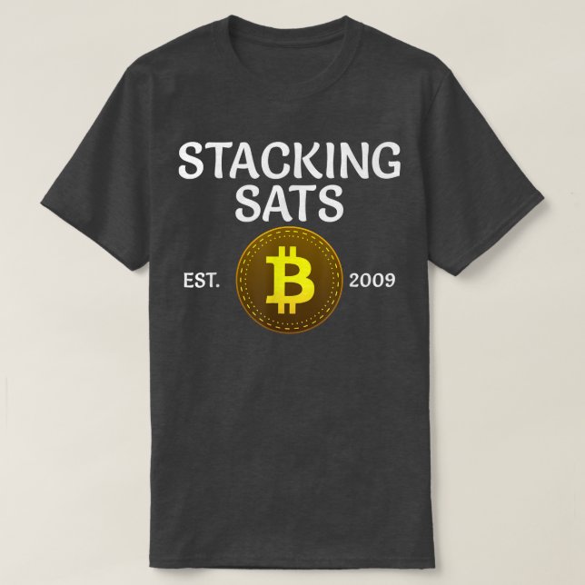 Stacking Sats Bitcoin Since 2009 Crypto Whale BTC  T-Shirt (Design Front)