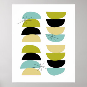 Stacking Stones Aqua Blue Yellow Green Black Poster