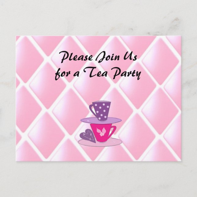 Stacking Teacups Tea Party Invitation Postcard (Front)