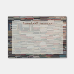 Stacks of Books with Custom Name Post-it Notes