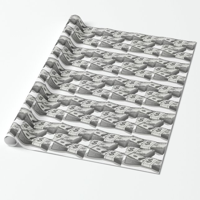 Stacks of Cash Wrapping Paper (Unrolled)