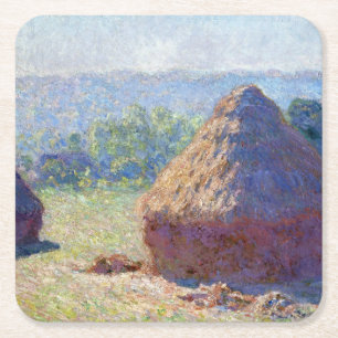Stacks of Wheat (End of Summer), Monet Square Paper Coaster