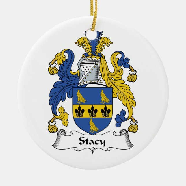Stacy Family Crest Ceramic Ornament (Front)
