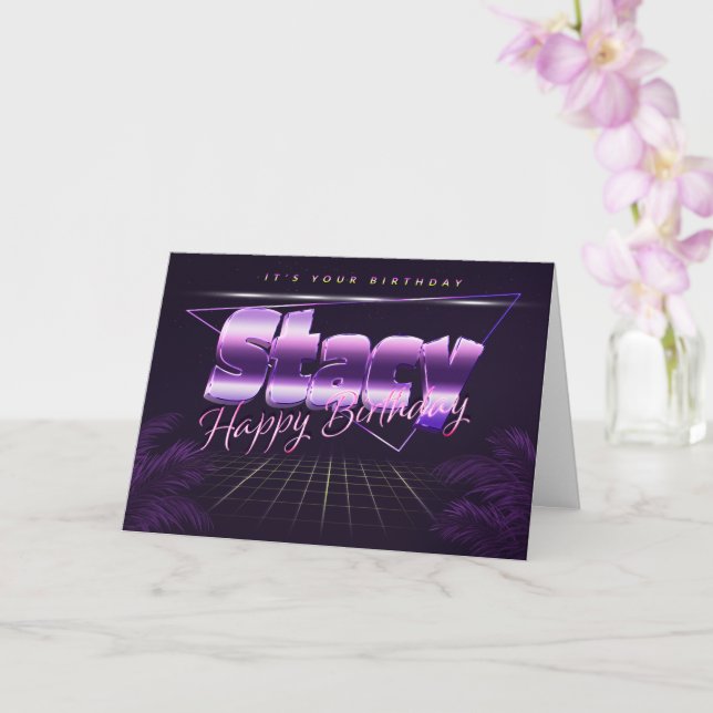 Stacy Name First Name pura retro card Birthday (Orchid)