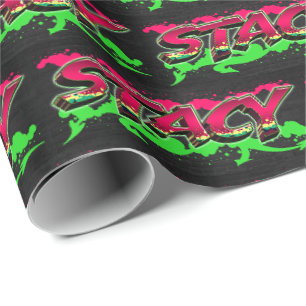Stacy Vorname Name Graffiti red green Wrapping Paper
