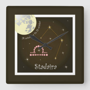 Stadaira 24 settember fin 23 october Uhr Square Wall Clock