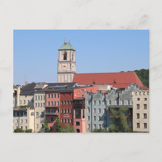 Stadtpfarrkirche St. Jakob from Innbrücke Postcard (Front)