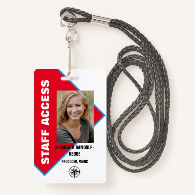STAFF ACCESS PHOTO I.D. SECURITY PASS ID BADGE (Front with Lanyard)