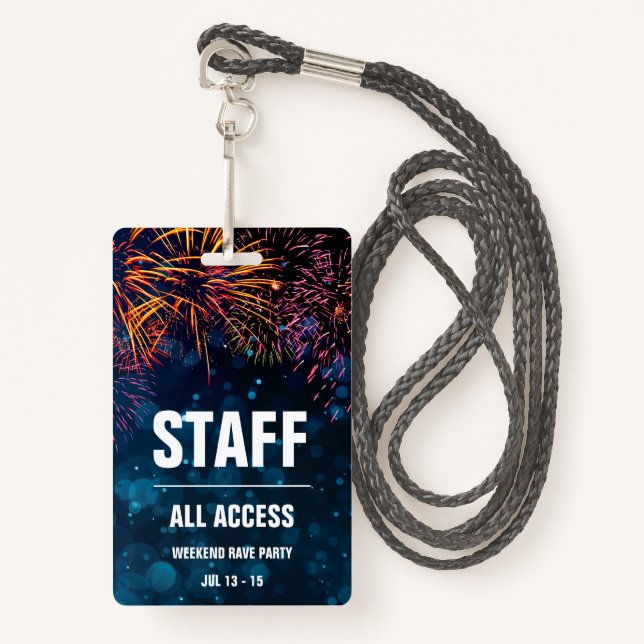 Staff All Access Event Pass | Fireworks Finale ID Badge (Front with Lanyard)