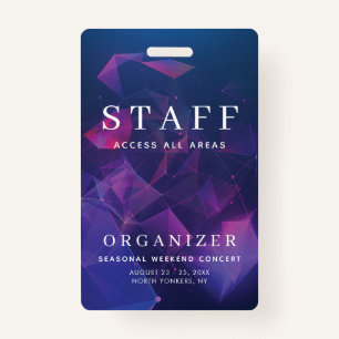 Staff All Access Pass Concert Backstage Geometric ID Badge