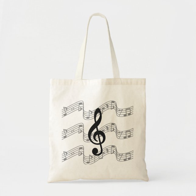 Staff and Treble Clef Tote Bag (Front)