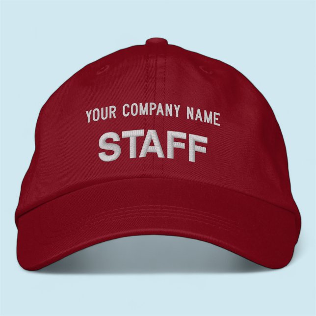 Staff Baseball Cap Red Embroidered Employee Hat (MISOOK Red Staff Hat with Company Name)