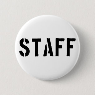 Staff black and white 6 cm round badge