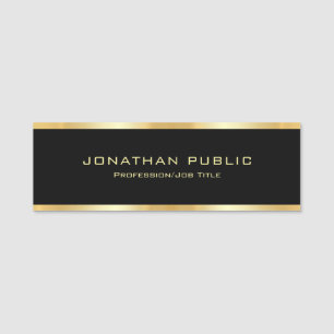 Staff Crew Member Visitor Template Black and Gold Name Tag