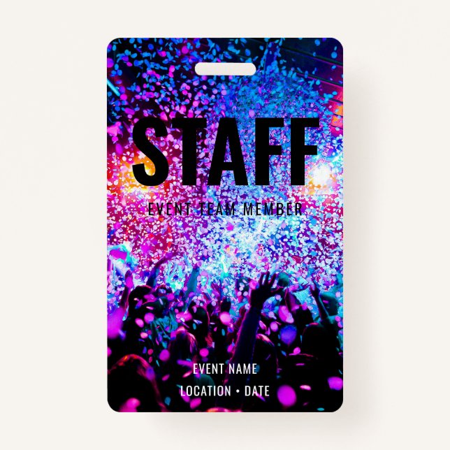 Staff Custom Event or Concert Name  ID Badge (Front)