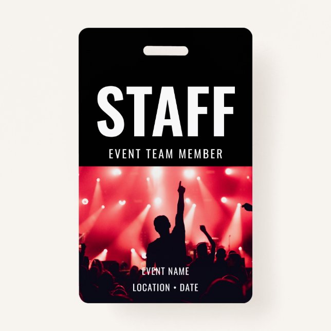 Staff Custom Event or Concert Name  ID Badge (Front)