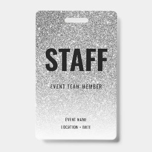 Staff Custom Event or Concert Silver Glitter ID Badge
