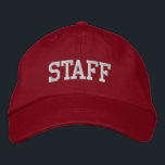 Staff Embroidered Baseball Hat / Cap - Red<br><div class="desc">Red Staff Hat from Called :: Fully customisable unisex baseball hat / baseball cap embroidered with name Staff.  Shown is white embroidery on a red baseball hat.  Other hat colours and styles available.</div>