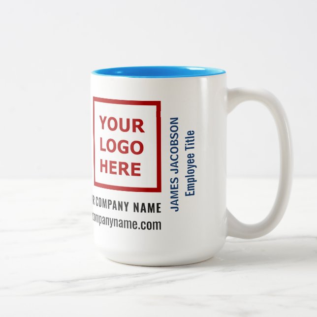 Staff Employee Personalised Name Logo Website Two-Tone Coffee Mug (Right)