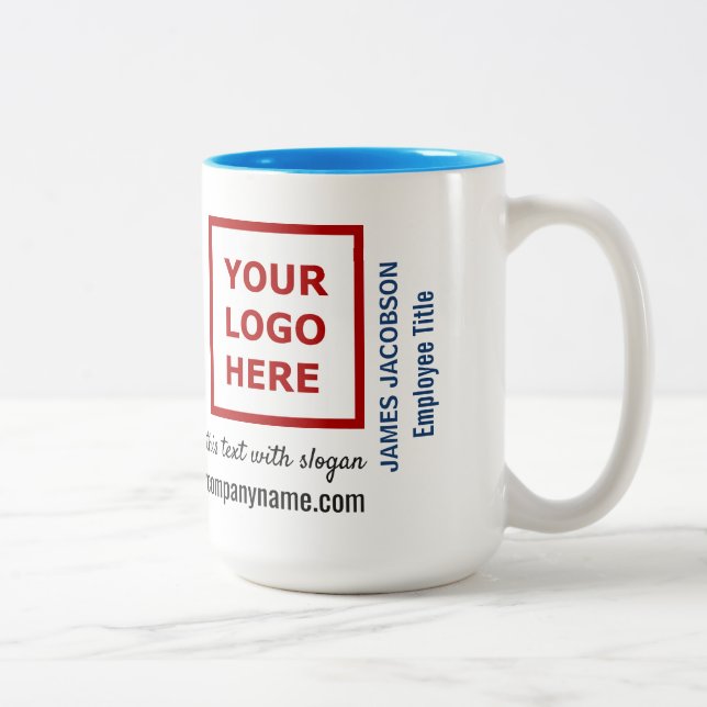 Staff Employee Personalised Name Logo Website Two-Tone Coffee Mug (Right)