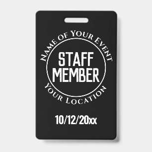 Staff Member Badge ID Badge