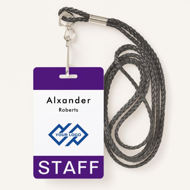 Staff Name Badge Custom Logo ID Badge (Front with Lanyard)