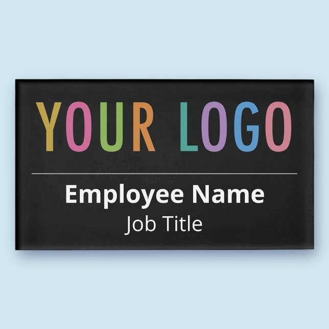 Staff Name Tag Custom Logo Magnetic Black Acrylic (MISOOK Magnetic Large Black Name Tag)