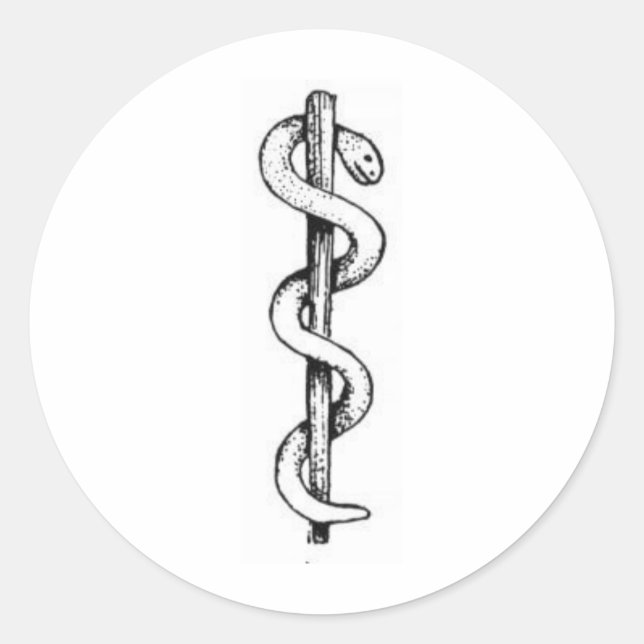 Staff of Asclepius Classic Round Sticker (Front)