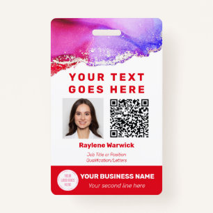Staff Photo ID QR Code Red ID Badge