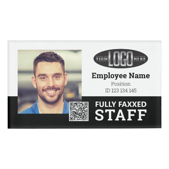 Staff Photo ID Vaccination QR Code  Badge (Front)