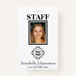 Staff Photo ID with Custom Logo and Employee Name ID Badge