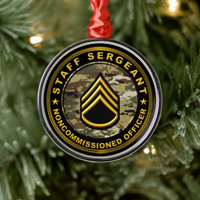 Staff Sergeant Army Noncommissioned Officer Metal Ornament (Tree)