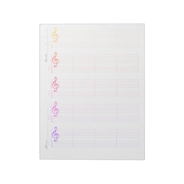 Staff & Ukulele Tab Paper – Printable Template Notepad (Rotated)