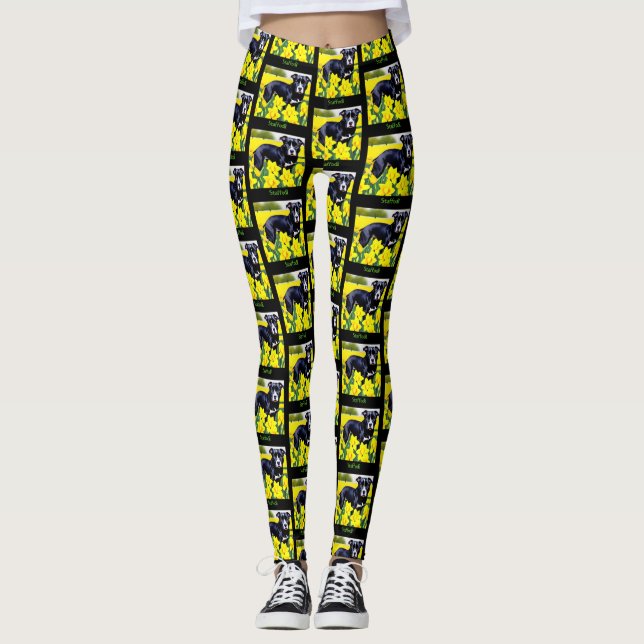 Staffodil - Staffy in the Daffodils Leggings (Front)