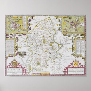 Stafford County and Town, engraved by Jodocus Poster