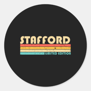 Stafford Surname Funny Retro Vintage 90s Birthday Classic Round Sticker