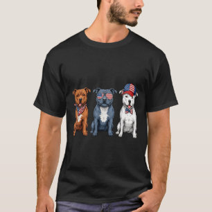 Staffordshire Bull Terrier 4th Of July Flag Dog T-Shirt