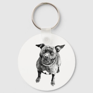 Staffordshire Bull Terrier art style Key Ring