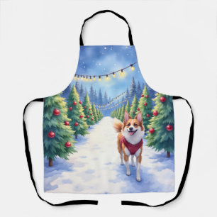Staffordshire Bull Terrier at Christmas Tree Farm Apron